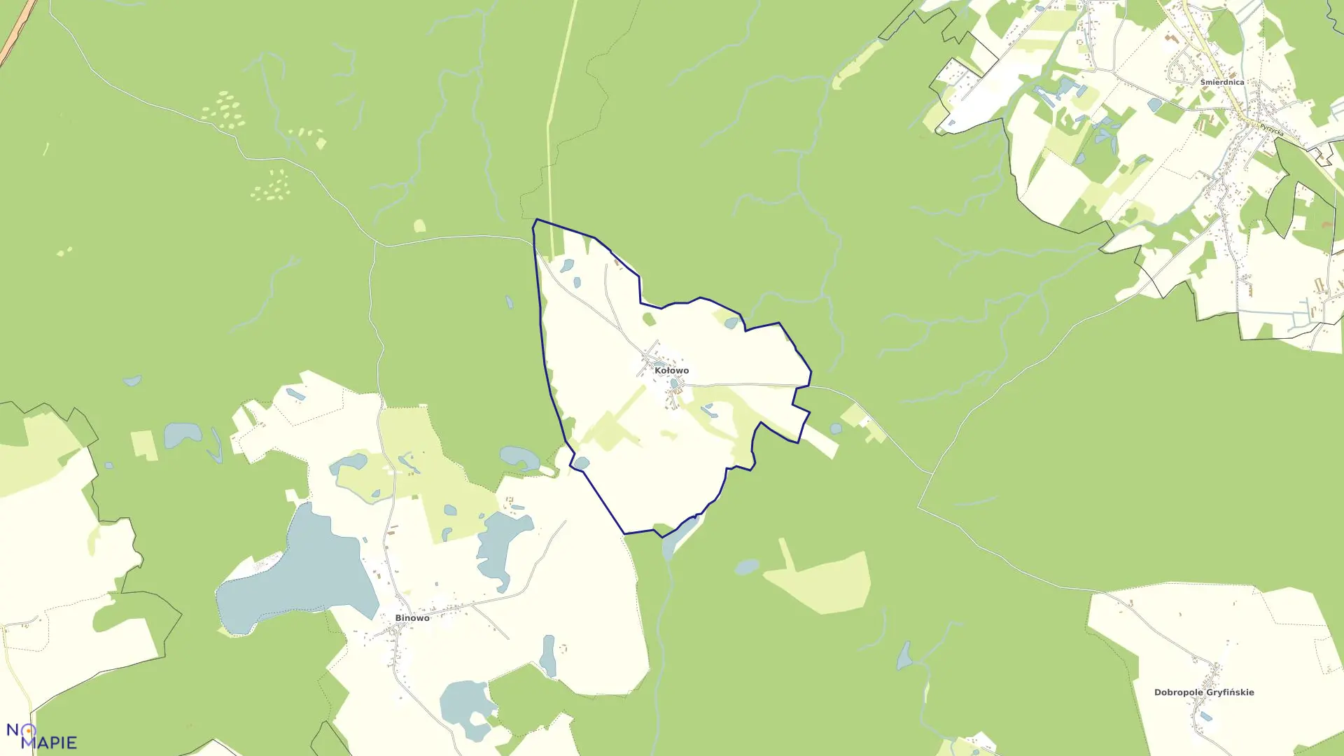 Mapa obrębu Kołowo w gminie Stare Czarnowo