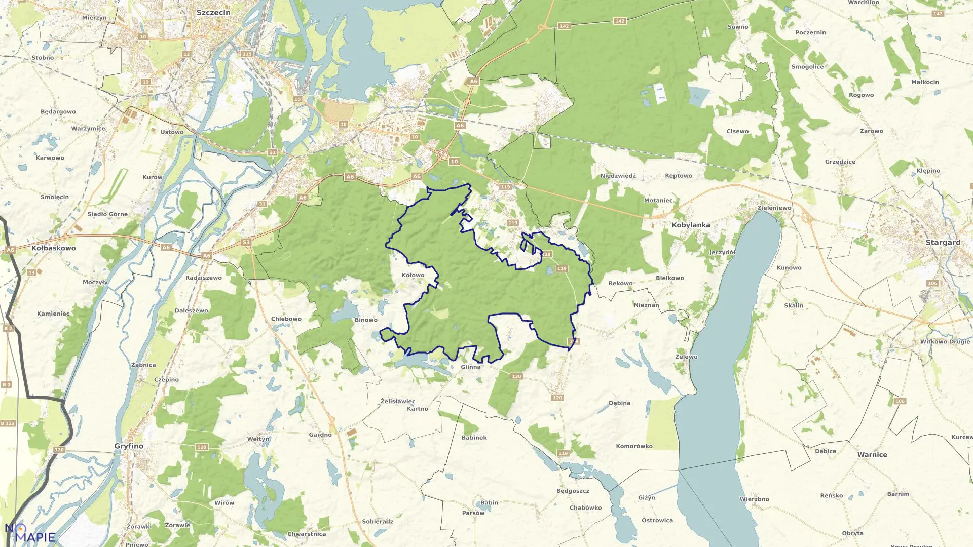 Mapa obrębu Śmierdnica Las w gminie Stare Czarnowo