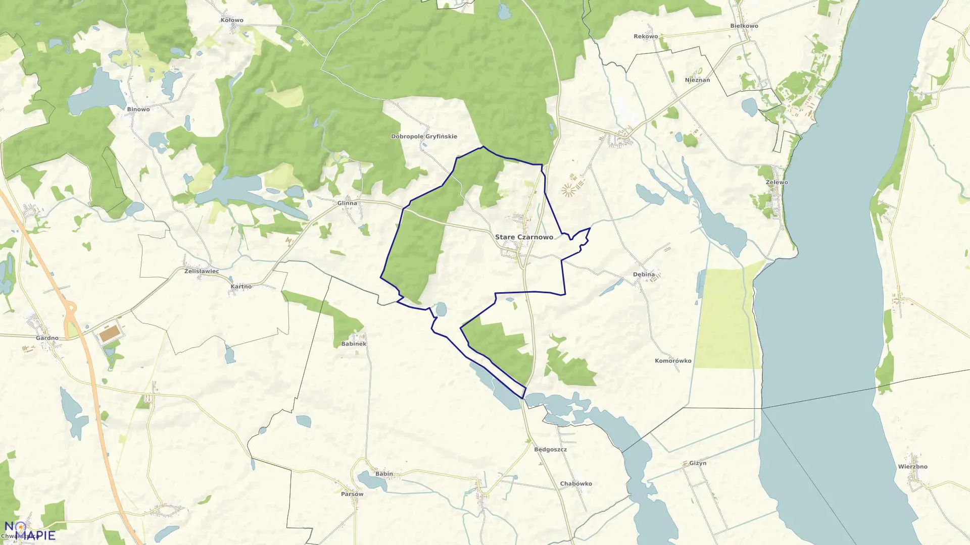 Mapa obrębu Stare Czarnowo w gminie Stare Czarnowo